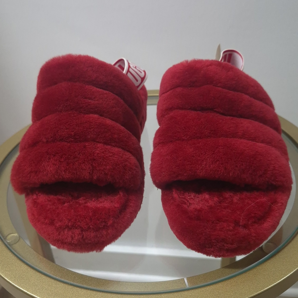 UGG Red Fluffy Slippers